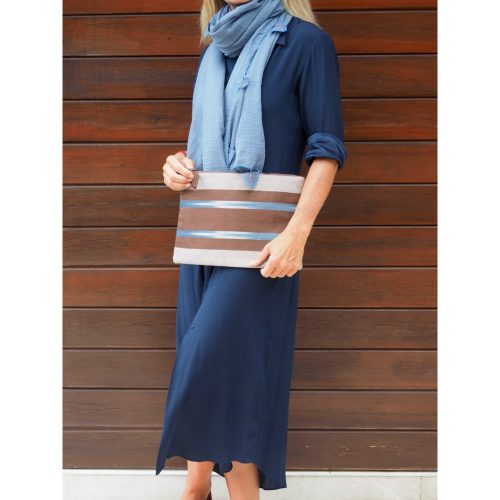 Kutnu Clutch - Koyu Kahve / Koyu Mavi