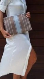 Kutnu Clutch - Açık Kahve / Açık Mavi