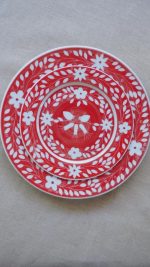 El Boyaması Tabak - Kırmızı