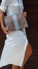 Kutnu Clutch - Açık Kahve / Açık Mavi
