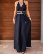 Keten Elbise - Lacivert