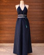 Keten Elbise - Lacivert - Görsel 2