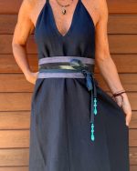 Keten Elbise - Lacivert - Görsel 3